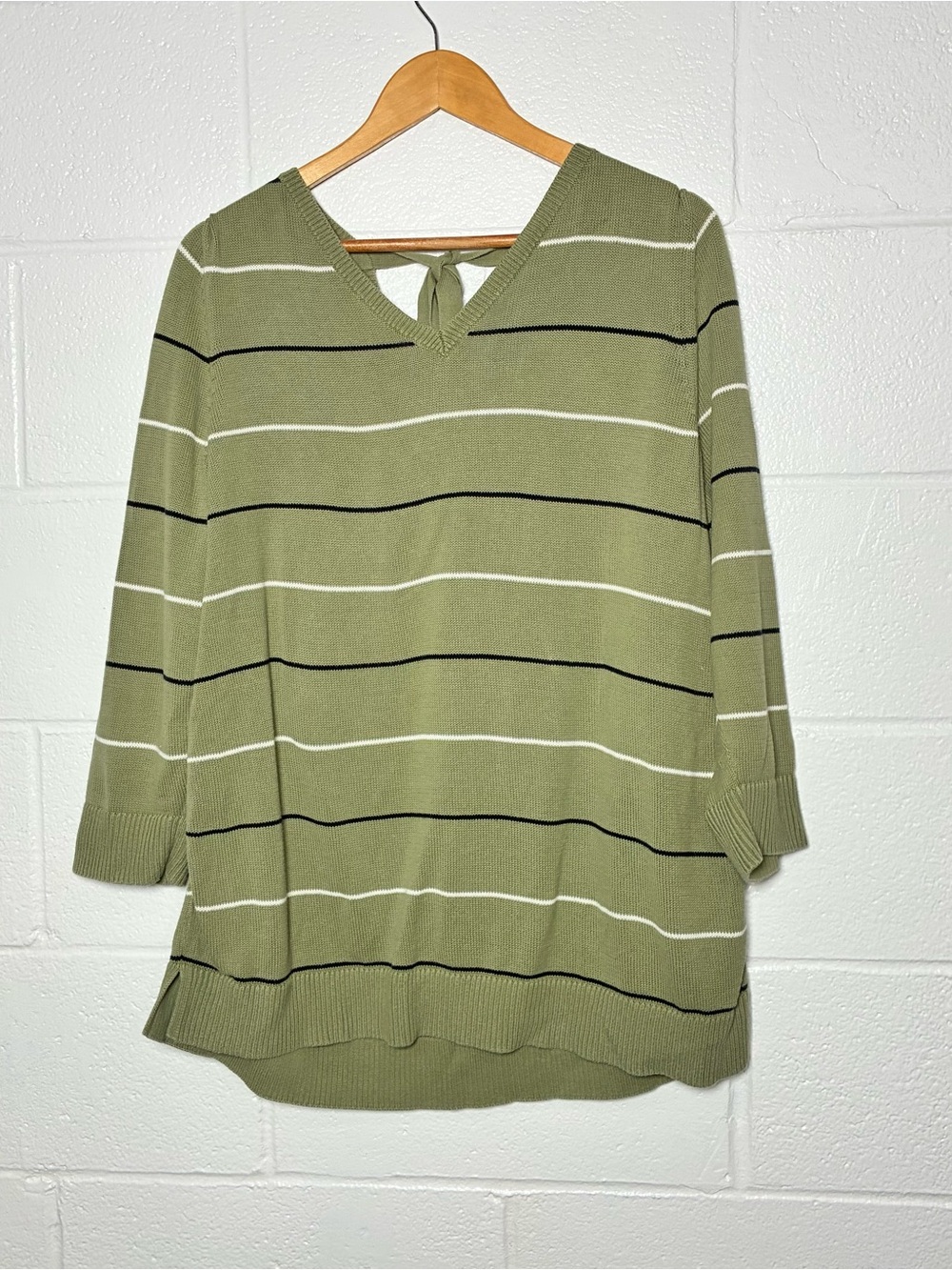 Talbots Pima cotton bow tie back sweater